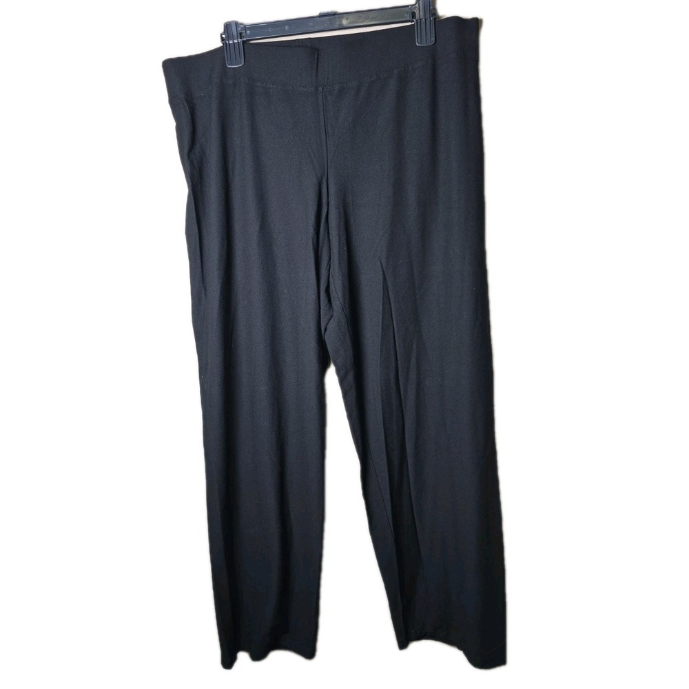 Eileen Fisher Women's Black Stretch Wide Leg Pull On Pants Size XL USA t10